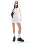 Weekday Serena boat neck long sleeve mini dress with trumpet sleeves in off-white