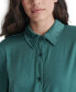 Petite Buttoned-Cuff Fold-Collar Blouse