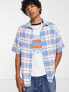 COLLUSION festival seersucker textured short sleeve summer shirt in blue check