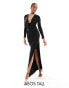 ASOS DESIGN Tall slinky cowl maxi dress with encrusted trim in black