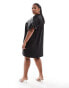 ASOS DESIGN Curve satin oversized mini tshirt dress in black