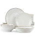 Josefina Embossed 16 Piece Double Bowl Stoneware Dinnerware Set, Service for 4