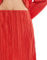 Pieces plisse mini skirt co-ord in radiant red