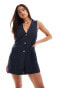 ASOS DESIGN v neck button through playsuit in navy