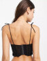 & Other Stories embroided heart mesh bustier in black