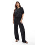 Pieces slinky super soft boxy t-shirt co-ord in black