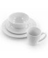 Cara 16 Piece Round Porcelain Dinnerware Set in White