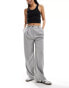 Pimkie tailored adjustable waist straight leg trouser in light grey