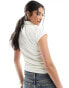 JDY ruched side cap sleeve high neck top in white