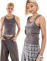 Reclaimed Vintage unisex shrunken ribbed vest in washed charcoal