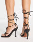 ASOS DESIGN Nifty tie leg heeled sandals in black