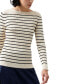 Women's Stripe Crinkle Knit Long-Sleeve Top