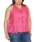 Black Label Plus Size Embroidered Hem Sleeveless Top