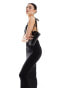 Missyempire ruched low back maxi dress in black