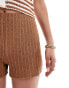 Mango mini knitted co-ord shorts in brown