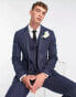 ASOS DESIGN wedding skinny wool mix suit jacket in navy herringbone