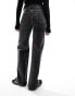 & Other Stories high waist wide leg jeans in salt and pepper black