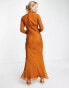 ASOS DESIGN high neck maxi dress with flared cuff in rust spot