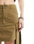 COLLUSION festival utility mini skirt with drop pocket and tab detail in khaki