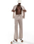 South Beach linen stripe beach trouser in brown and white