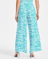 Petite Printed Pull-On Wide-Leg Pants, Created for Macy's