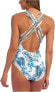 La Blanca Women's Aqua Floral Deep V Neck Strappy One Piece Swimsuit 12 307048