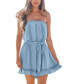 Women's Light Blue Ruffled Wide Leg Tube Romper