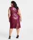 Women's V-Neck Faux-Leather Midi Dress, 0-28W, Created for Macy's