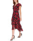 Women's Printed V-Neck Flutter-Sleeve Dress