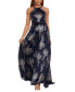 Women's Metallic Printed Halter Gown