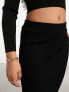 Pieces knitted midi skirt in black