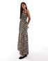 ONLY bow detail smock maxi dress in leopard print