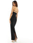 ASOS DESIGN bandeau maxi dress with strap detail in black