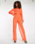 NA-KD – Hose aus transparentem Material in Orange mit weitem Bein, Kombiteil