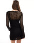 Pull&Bear knitted crochet mini dress in black