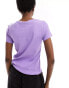 Monki short sleeve fitted top with scoop neck in purple