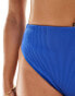 ASOS DESIGN Emily rib high leg high waist bikini bottom in cobalt