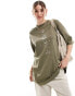 ONLY oversized cosmic print t-shirt in washed khaki