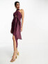 ASOS DESIGN washed halter cut out midi dress with tie waist in dusty purple