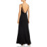 Aqua V Neck Evening Maxi Dress Black 12