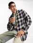 French Connection 2 pocket check flannel overshirt in camel