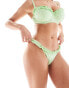 Peek and Beau Fuller Bust mix and match broderie mid-rise tanga bikini bottom in mint with ruffled edge