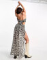 Miss Selfridge beach halter neck tie back maxi dress in zebra print