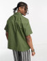 COLLUSION oversized revere short sleeve shirt in khaki