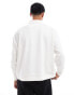 ASOS DESIGN oversized boxy long sleeve polo with flat knit cuff and hem in cream