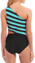 Michael Kors 237288 Womens One-Shoulder One-Piece Swimsuit Turquoise Size 10