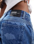 Dr Denim Hill low waist relaxed fit wide straight leg jeans in stream mid retro laser cloud wash