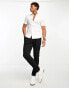 New Look short sleeve muscle fit oxford shirt in white