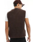 ASOS DESIGN knitted relaxed fisherman rib v neck tank in brown