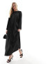 ASOS DESIGN satin crew neck oversized maxi dress in black